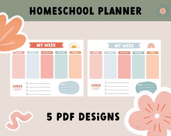 Homeschool Planner, Homeschool Planner for Kids, Printable Homeschool Planner, Weekly Planner, Instant Download