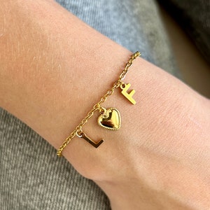 Pulsera personalizada 100% acero inoxidable sobre cadena de oro fino o plata pulsera con nombre mensaje pulsera inicial pulsera con letra