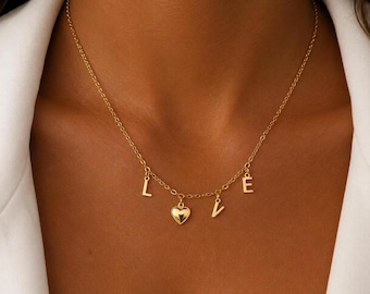 Personalized necklace 100% stainless steel on a fine gold or silver chain, name necklace, message necklace, alphabet necklace, initial necklace.