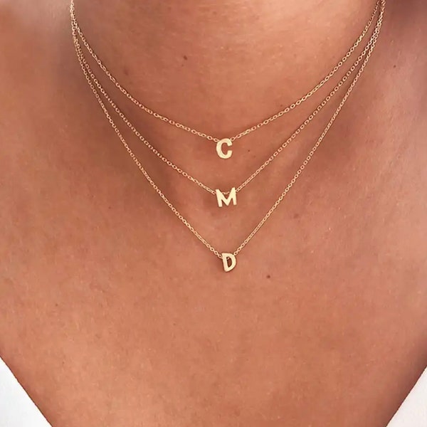 Collier initiale femme doré ou argenté en acier inoxydable collier lettre alphabet