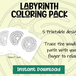Hand-drawn Labyrinth Coloring Page Pack - &quot;Adapt&quot; - Printable PDF Finger Labyrinth