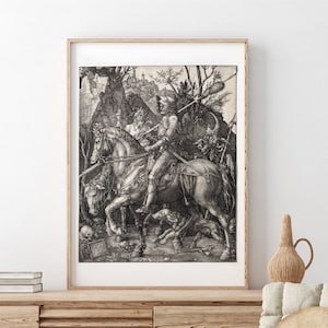 Il cavaliere, la morte e il diavolo Poster artistico di Albrecht Dürer stampato su carta da museo Il cavaliere della morte e il diavolo