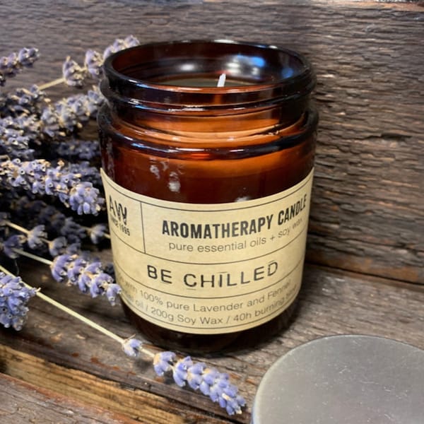 Aromatherapy Candle - Chill Out - so Natural, so Pure, so Vegan - 40 Hours Burn Time - Ethically Sourced - Essential Oil Candle