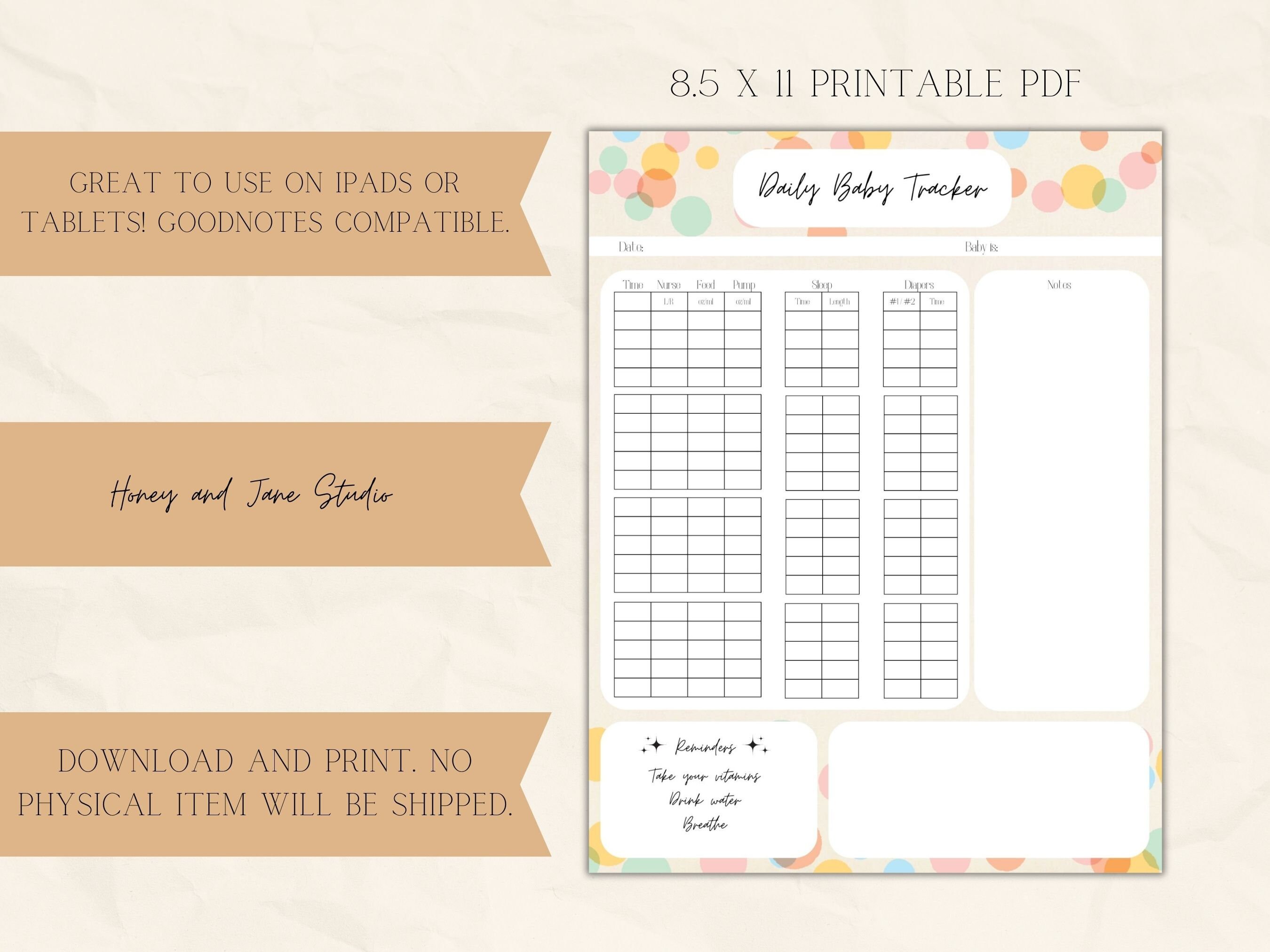 Digital Daily Baby Tracking Sheet Printable Baby Log Sheet Feed Log ...