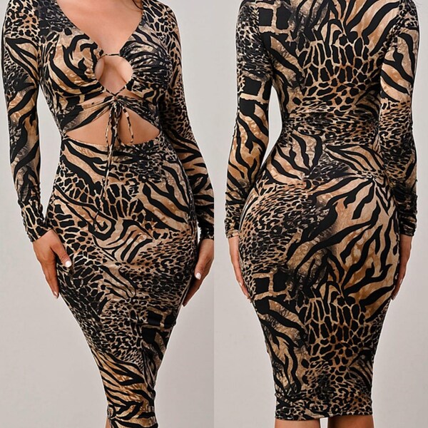 Animal Print Dress Etsy