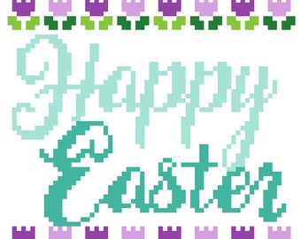 Happy Easter Bunny Counted Cross Stitch Pattern - Etsy