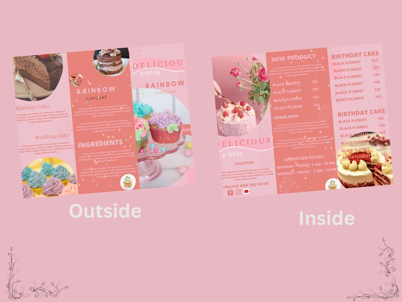 Custom Cake and Dessert Business Trifold Brochure, Bakery Shop, Canva