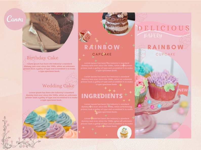 Custom Cake and Dessert Business Trifold Brochure, Bakery Shop, Canva