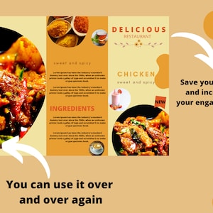 Food Menu Brochure Template, Food Menu Trifold Brochure Template, Canva Template, Editable Price List Template, Food Menu Pricing List image 5