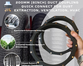 HVACダクトカプラ 8インチ マグネットロック式クイックコネクト 3Dプリント 耐熱ABS樹脂 工業、小売、イベント、温室、ボート用