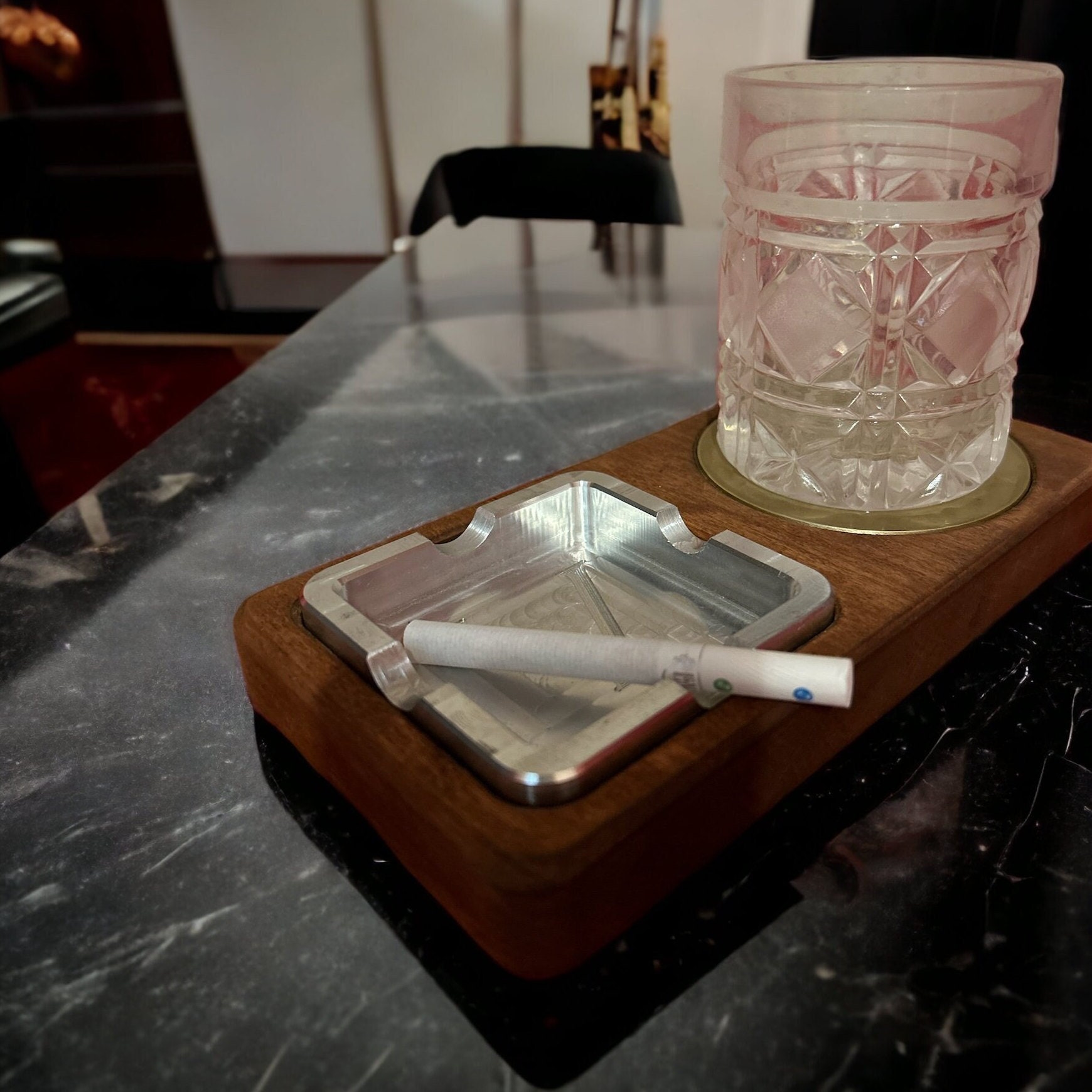 GERMANUS Zigarrenascher Kristall Glas Zigarren Aschenbecher - Blume