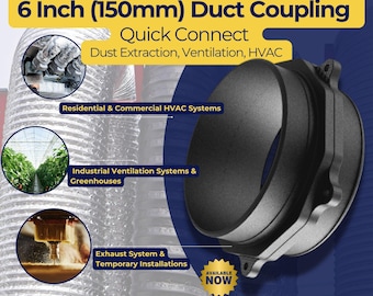 3D Print Duct Coupler System | 6 Inch HVAC Kit | Magnetic Quick Connect | DIY ventilation | Wall mount with cap.