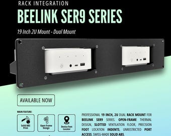 Beelink SER9 Dual Rack Mount | 19 Inch 2U Server Cluster | SER9 Pro Max | Homelab Proxmox Kubernetes | Solid ABS | Swiss engineering