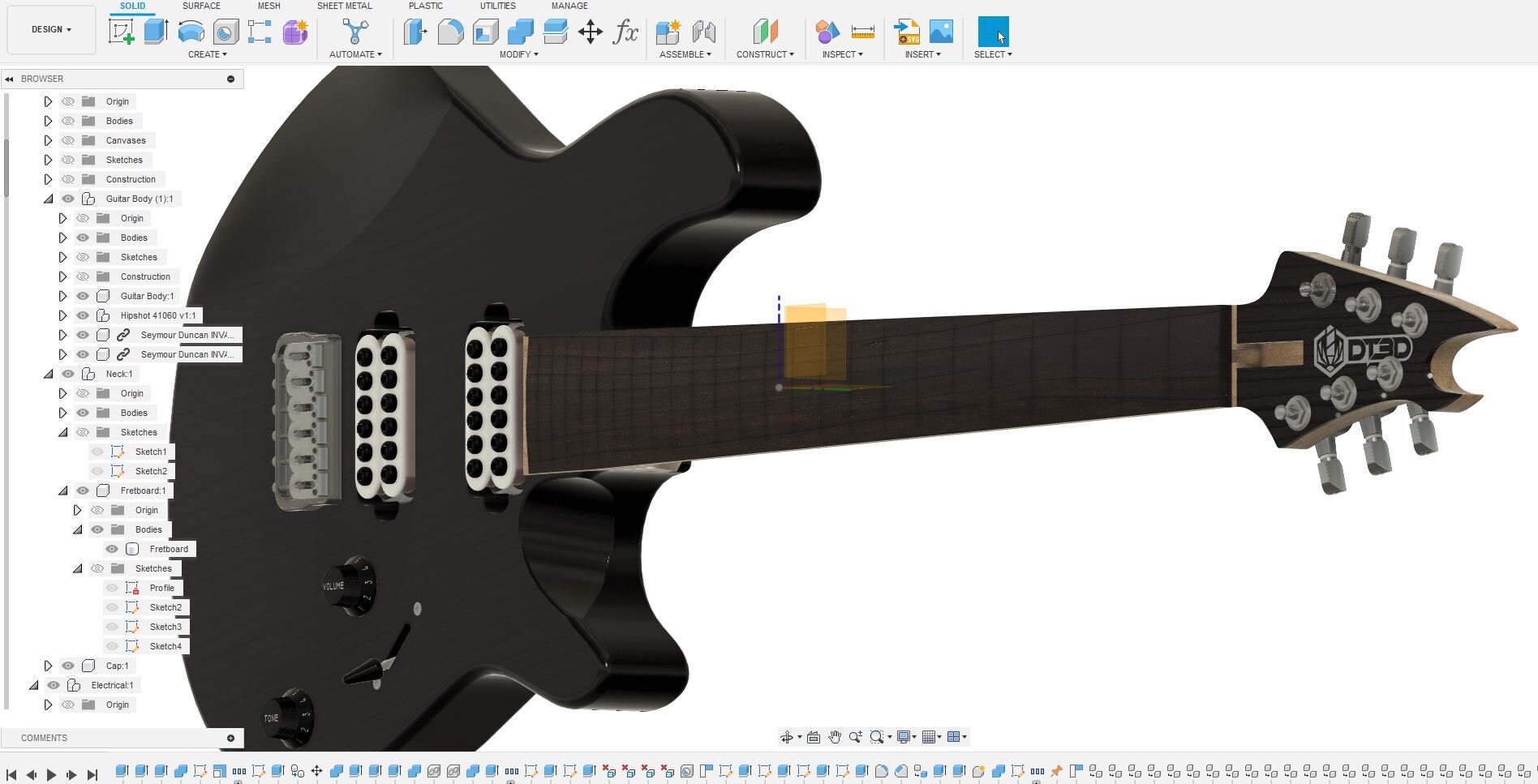 EVH Wolfgang Inspired Comprehensive Guitar Design CAD Model