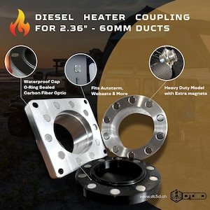 Acoplamiento magnético rápido de 60 mm para calefactor diésel Vanlife, compatible con Autoterm Webasto, de aluminio, para autocaravanas, camping, navegación, todoterreno y sistemas aislados de la red eléctrica.