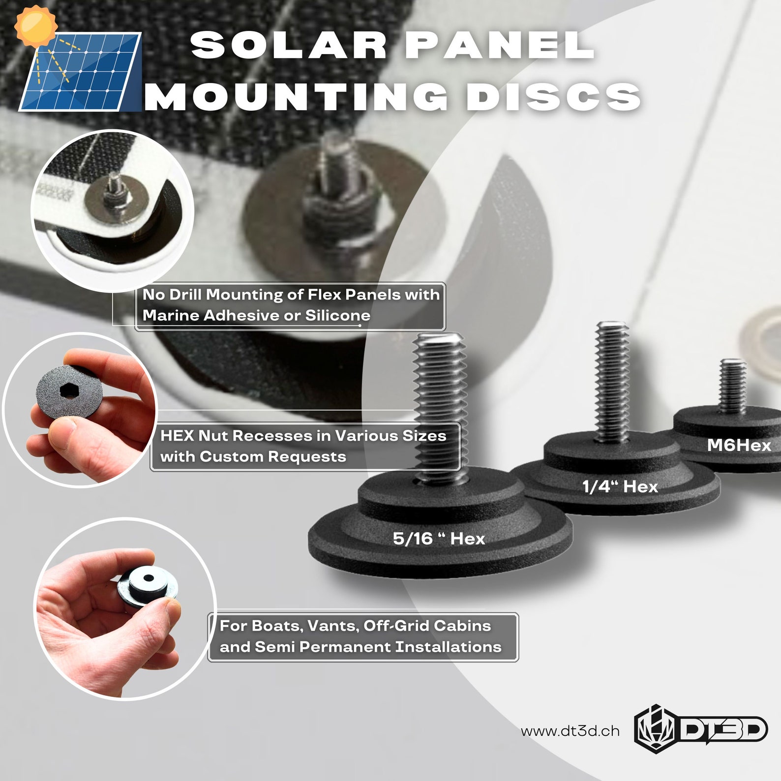 Solar Panel Mounts - No Drill Fastening! for Flexible Panels ;fits Boat ...