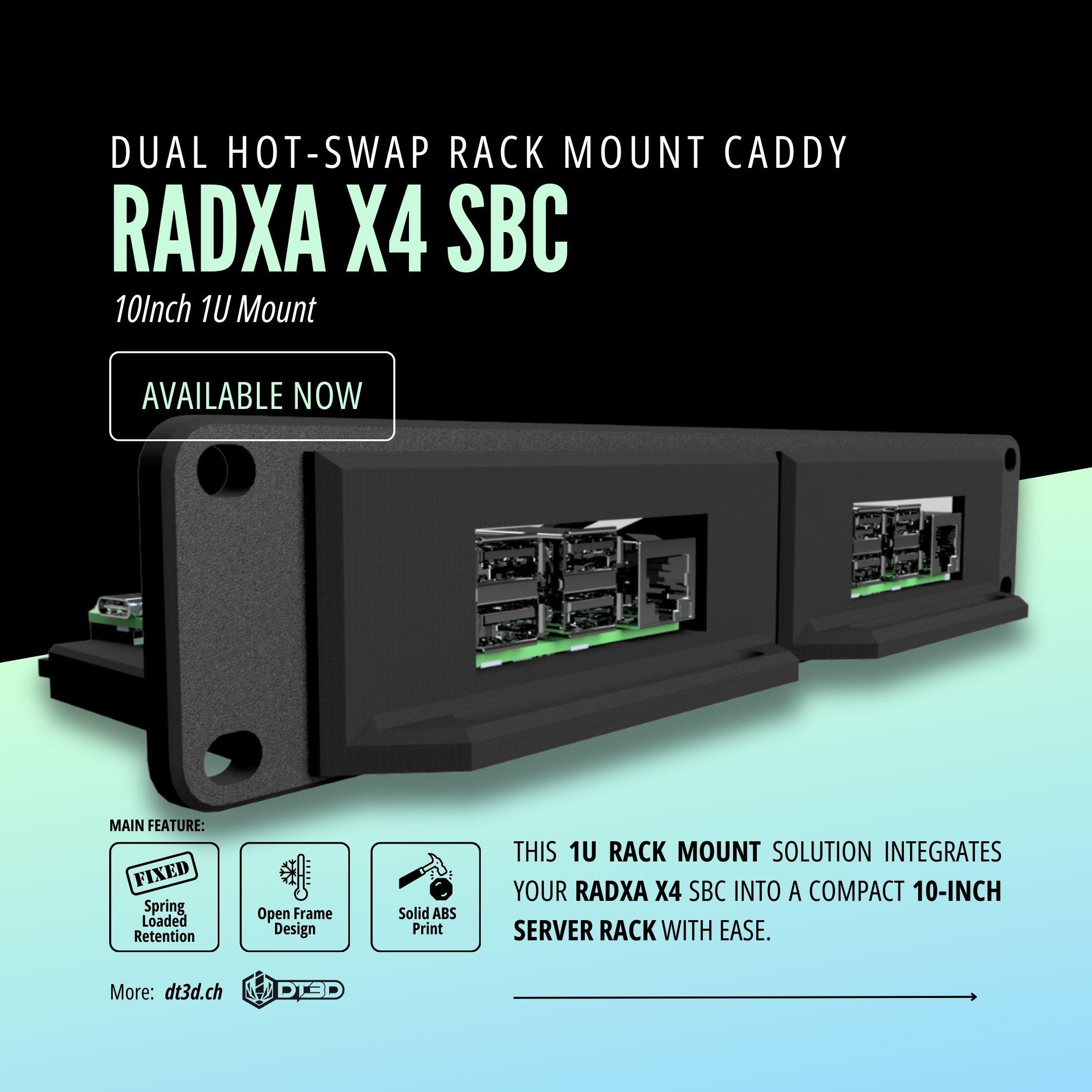 Sbc Rack Mount 10-inch 1U Dual Hot-swap Rack Mount Caddy for Radxa X4 SBC - 3d-printed ...