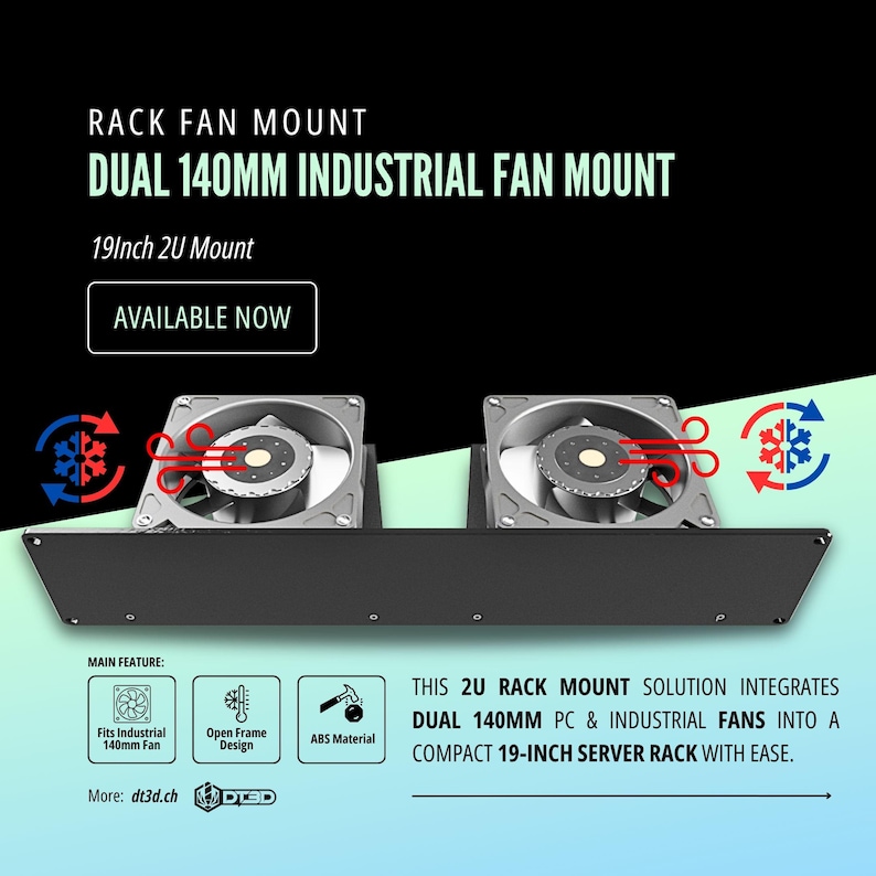 19-inch Rack Mount 2U Dual 140 Mm Fan Bracket – Quiet High-airflow ...
