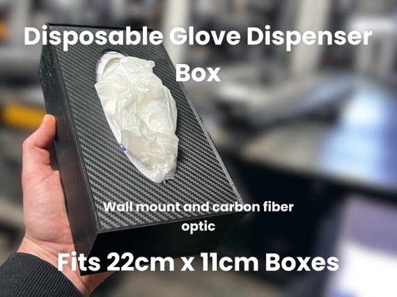 Designer Glove Dispenser - Compact, Durable Carbon Fiber Optic, Fits 22x11x5.5cm Boxes - Wall mountable
