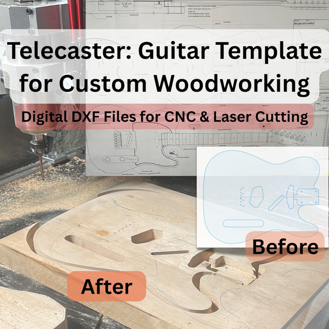 Build Your Own Telecaster: DIY Guitar Template Digital Download – .dxf ...