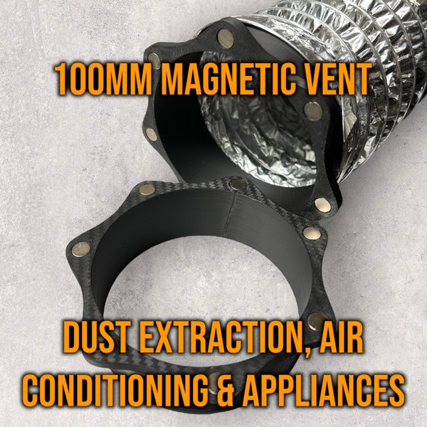 100 mm Magnetic Duct Connector Set in Carbon Fiber Optic - Easy Install, High-Temp ABS for Versatile Ventilation Projects