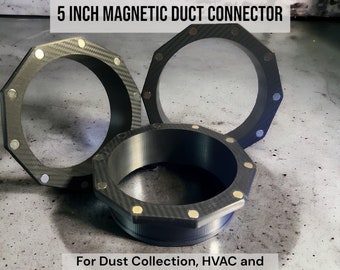 5 Inch Magnetic Duct Connector, Duct Coupling for DIY Ventilation,Dust Extraction, Home Appliances - Carbon Fiber Finish, High-Temp ABS