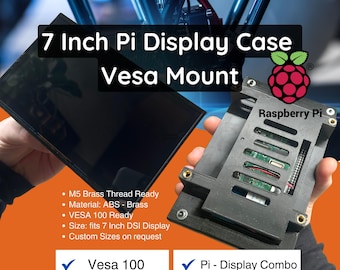 Supporto VESA per touchscreen Raspberry Pi da 7 pollici – Custodia espositiva compatta con tasca Pi integrata, accesso cavi e retro ventilato – Pronto per la stampa 3D