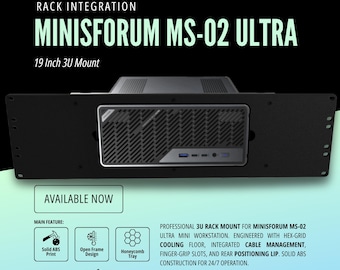 Minisforum MS-02 Ultra 19" Rack Mount for 3U Server Rack | Homelab | Data Center Server Rack Shelf | Mini PC Bracket | Cable Management