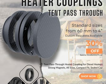 Riscaldatore diesel da parete passante da 60 mm, 75 mm, 90 mm, magnetico, attacco rapido, resistente alle intemperie, per tenda da tetto, fuoristrada, nautica