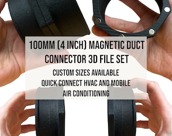 Duct Connector 3D File 100 mm Magnetic Quick Connect STL 3MF for DIY Ventilation Dust Collection HVAC Portable Cooling Automotive