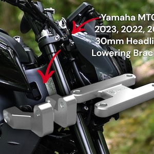 Yamaha MT09 30mm Headlight Lowering Kit – Fits 2021, 2022, 2023 Model Custom CNC Milled or 3D Printed Brackets, Easy Install Bike Upgrade