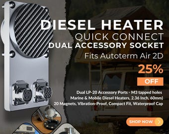 60 mm Aluminum Diesel Coupling – Elongated Plate with Dual Accessory Socket Mounts (22 mm Pattern)