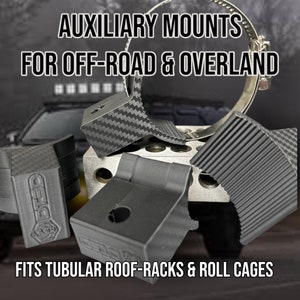 Overland Essentials: All Sizes Tube & Roof Rack Mounts for LED Lights and Accessories. Carbon Fiber Option Available - Heavy Duty ABS