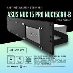 19-Inch Rack Mount Bracket for ASUS NUC 15 Pro NUC15CRH-B - Tall Chassis Model with PSU Tray and Cable Management