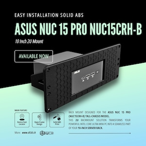 Rack Mount for ASUS NUC 15 Pro NUC15CRH-B - tall-chassis model - Solid Abs 3D Print 10 Inch 2U Homelab Mini PC Server, Server Rack Accessory