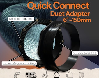 6 Inch Magnetic Duct Coupling 150 mm Quick Connect HVAC Grow Tent Ventilation Adapter CNC Dust Collection Inline Fan Flange Greenhouse