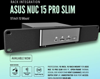 ASUS NUC 15 Pro Slim Rack Mount | 10 Inch 1U Mini PC Server Mount | Homelab Proxmox Pfsense | Solid ABS | Project Mini Rack Compatible