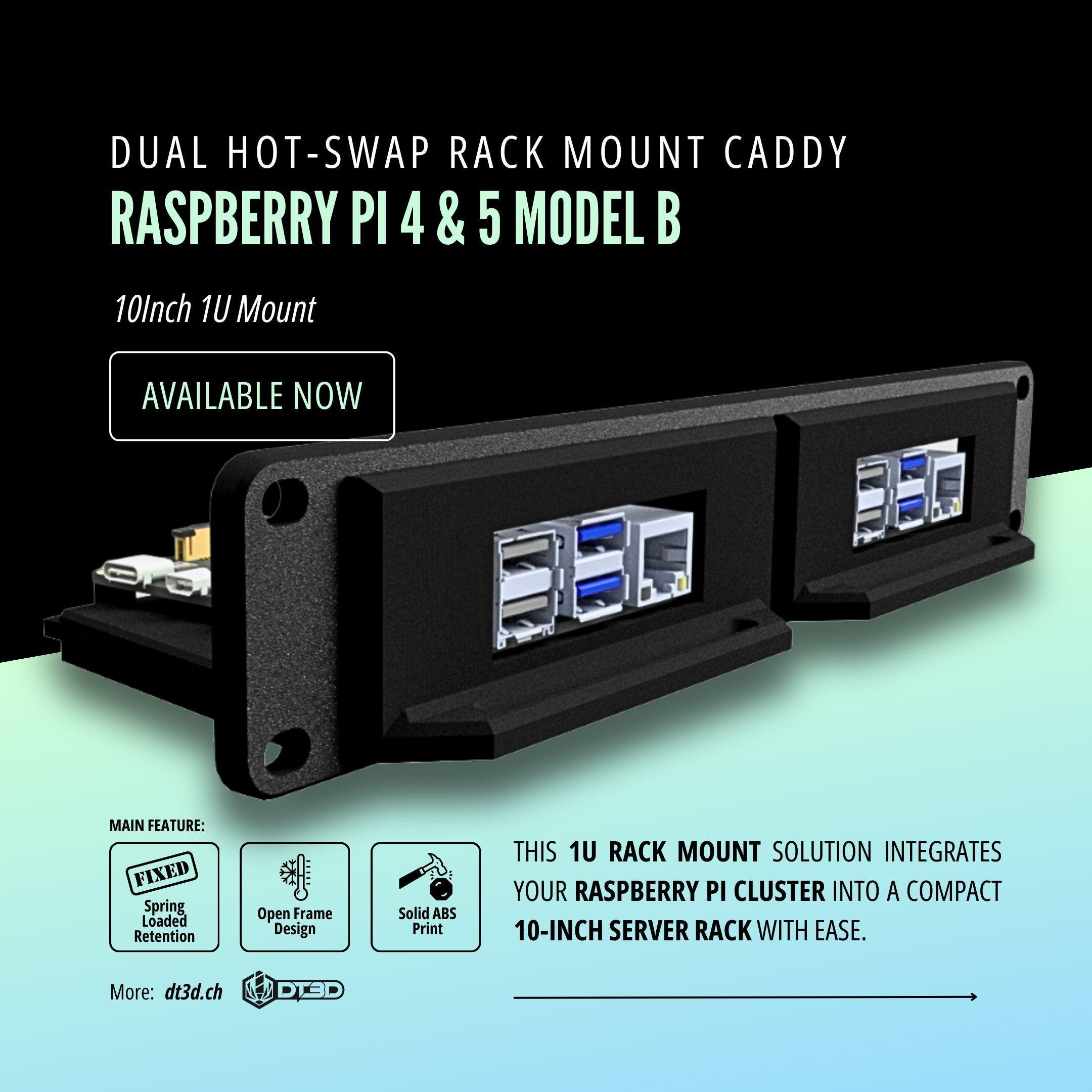 Raspberry Pi 4および5 Model B用10インチ1Uデュアルホットスワップ 