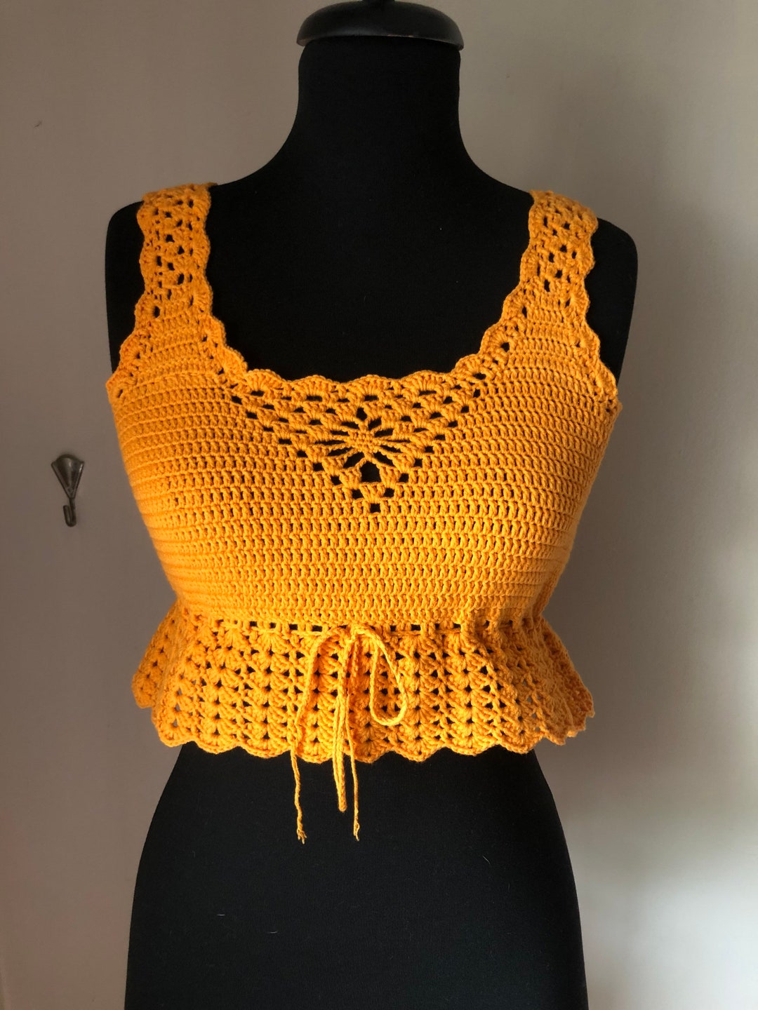 Crop top crochet orange femme