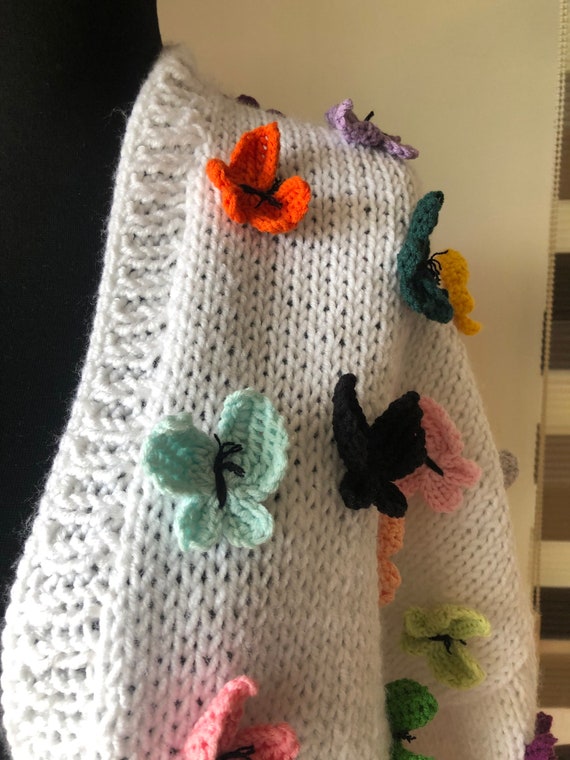 Chunky Knit Butterfly Cardigan: Handmade Wool Women's Sweater - Etsy