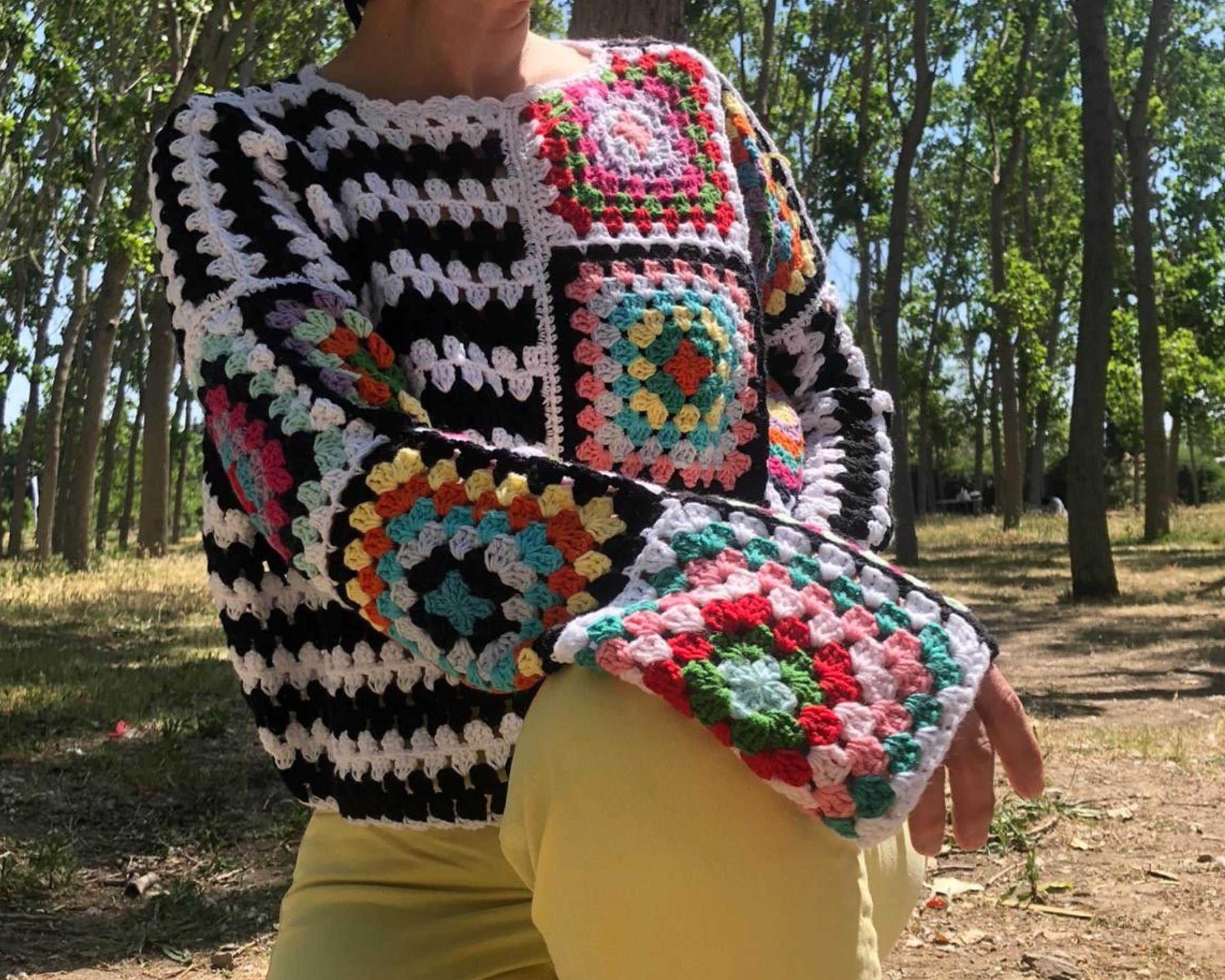 Crochet Granny Square Sweater Pattern | Boho Patchwork Pullover (PDF ...