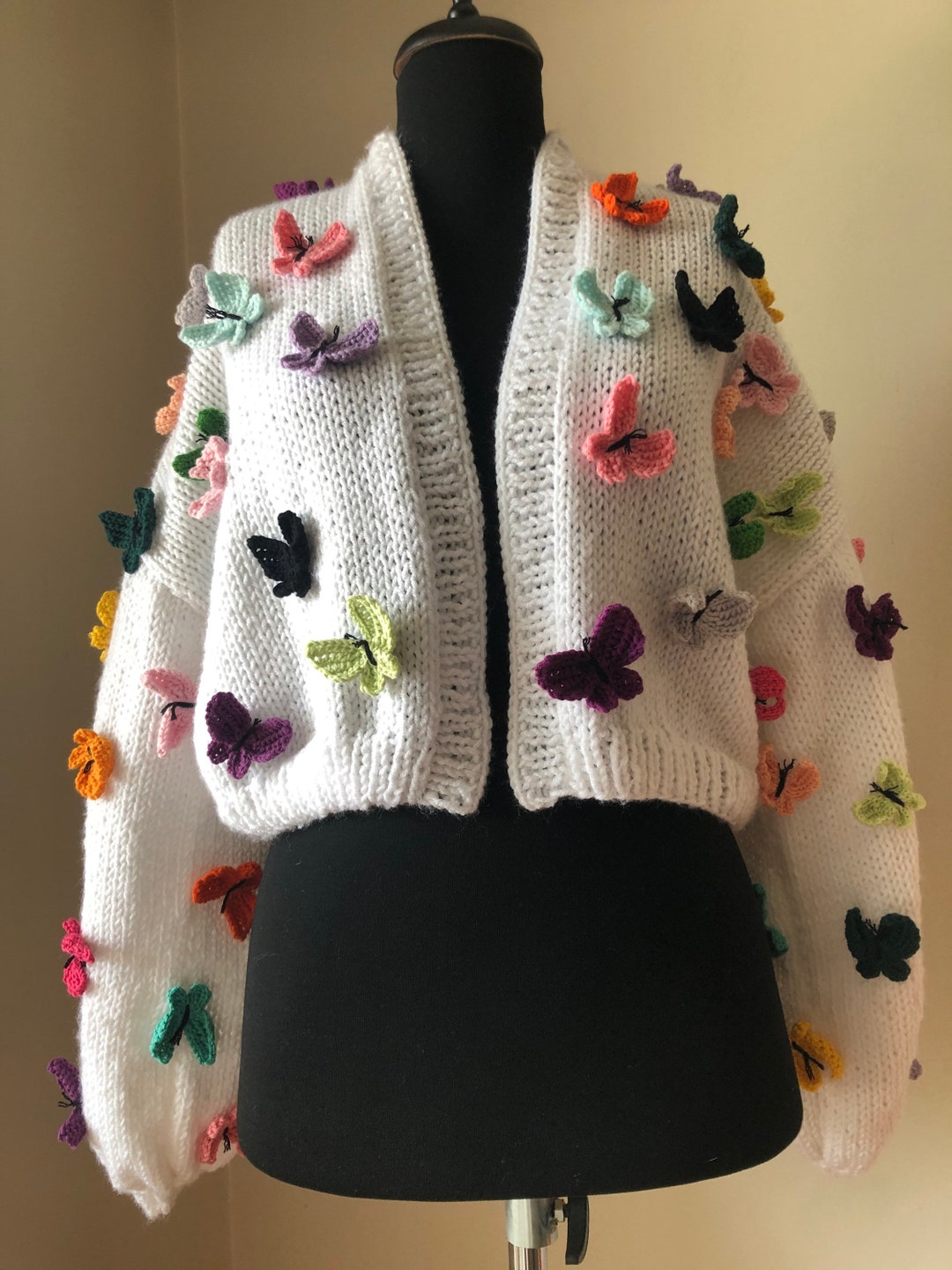 Chunky Knit Butterfly Cardigan: Unique Handmade Women's