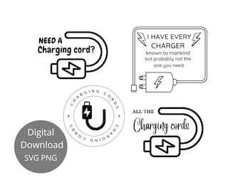 Paquete de cable de carga de 4 Imagen digital Descarga digital SVG PNG