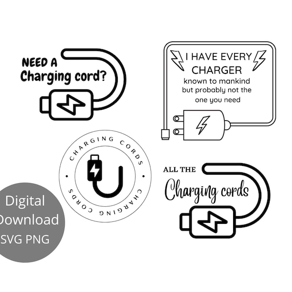 Charging cord bundle of 4 Digital image Digital download SVG PNG