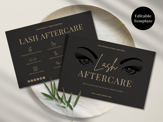 Lash Aftercare Card Template With Icons Editable Care Card - Etsy