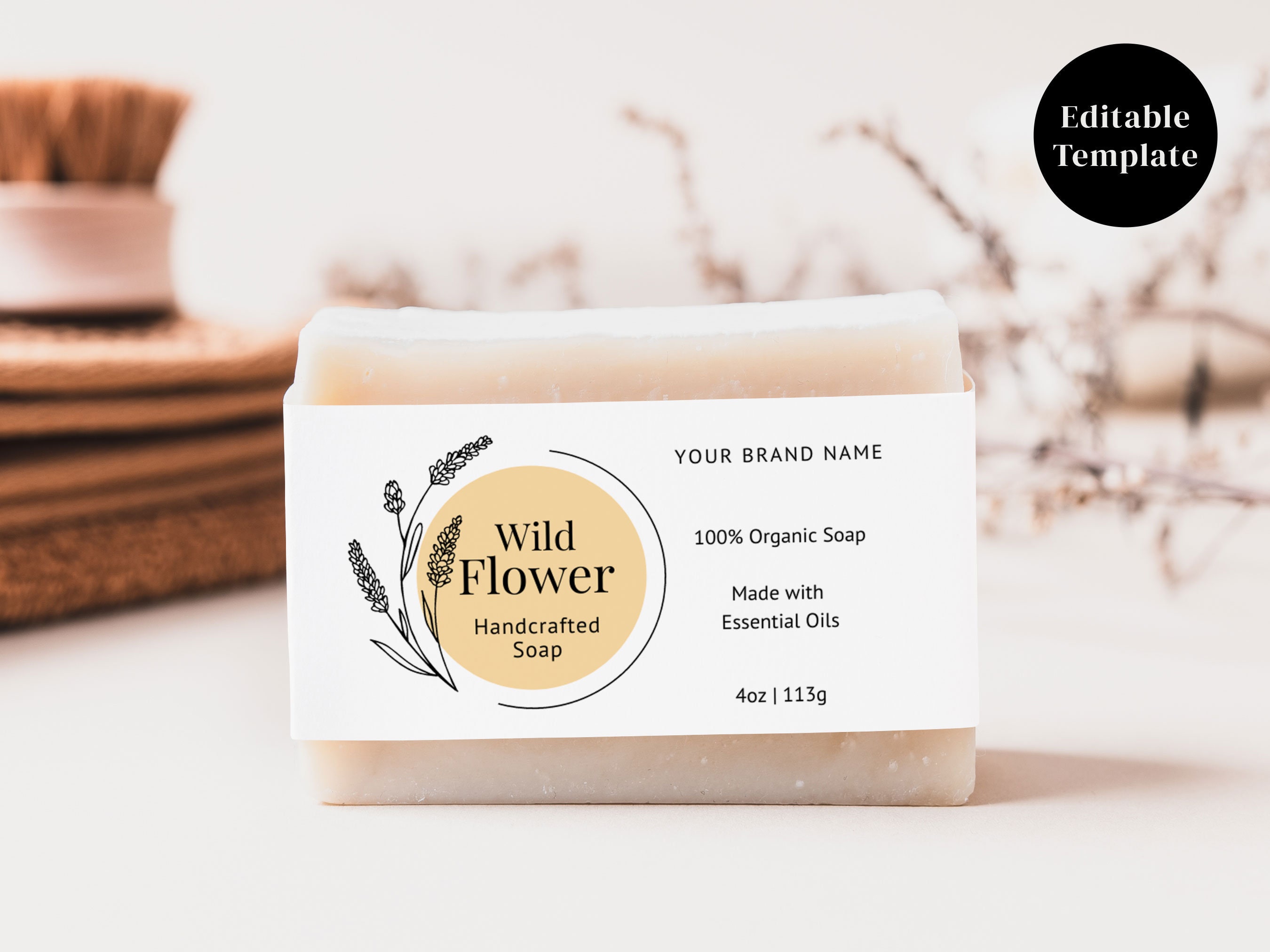 Wild Flower Soap Bar Label Template Custom Soap Label - Etsy