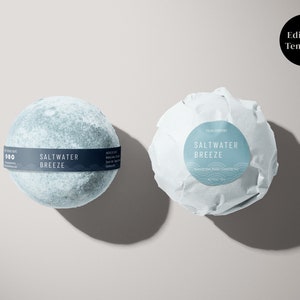 Plantilla editable de etiqueta para bomba de baño: Empaque DIY (Canva)