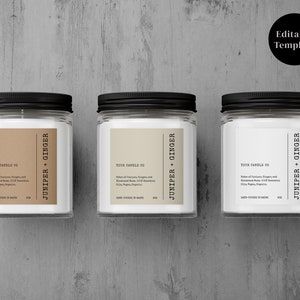 Typewriter Minimal Candle Label Template, Printable Jar Label, DIY Product Label, Customizable Label, Canva Template, Instant Download