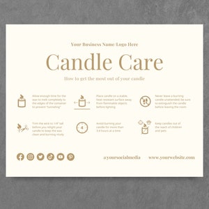 Editable Candle Care Card Template: Black & Gold Design (Canva) image 4