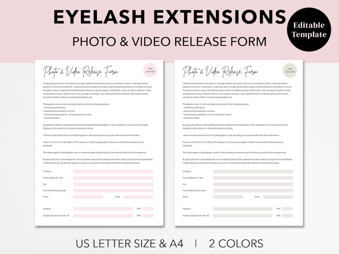 Editable Eyelash Extensions Intake Form, Patch Test Form, Lash Consent ...